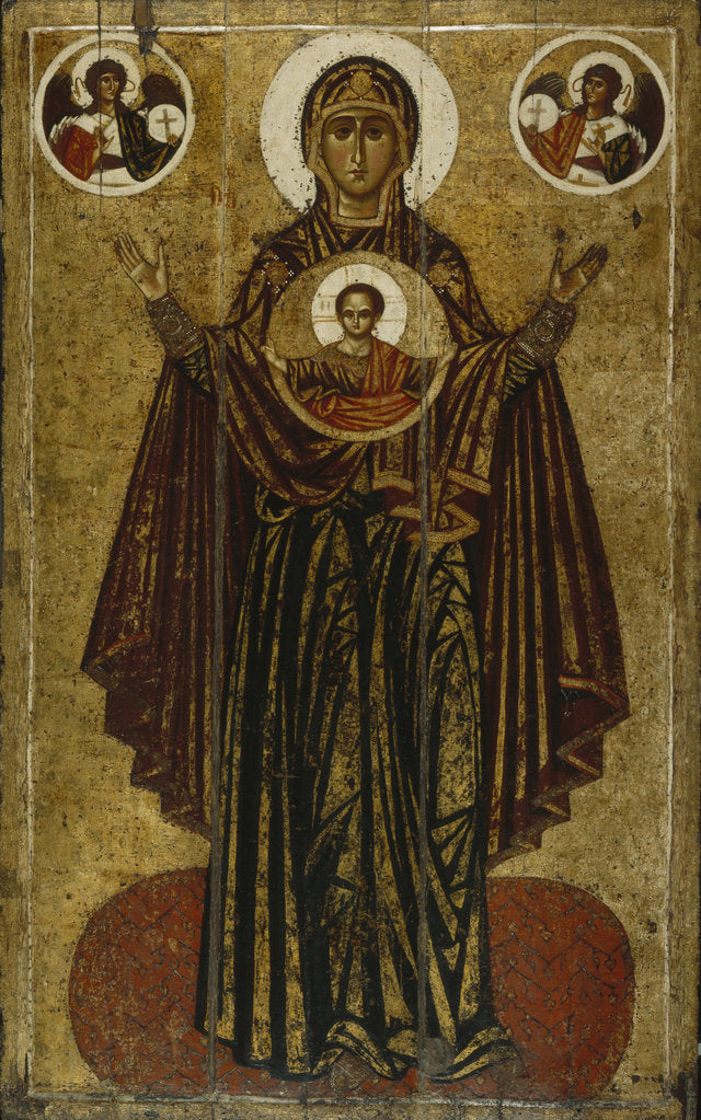 Detail of Our Lady of the Great Panagia (Orante), Early 13th cen by Russian icon