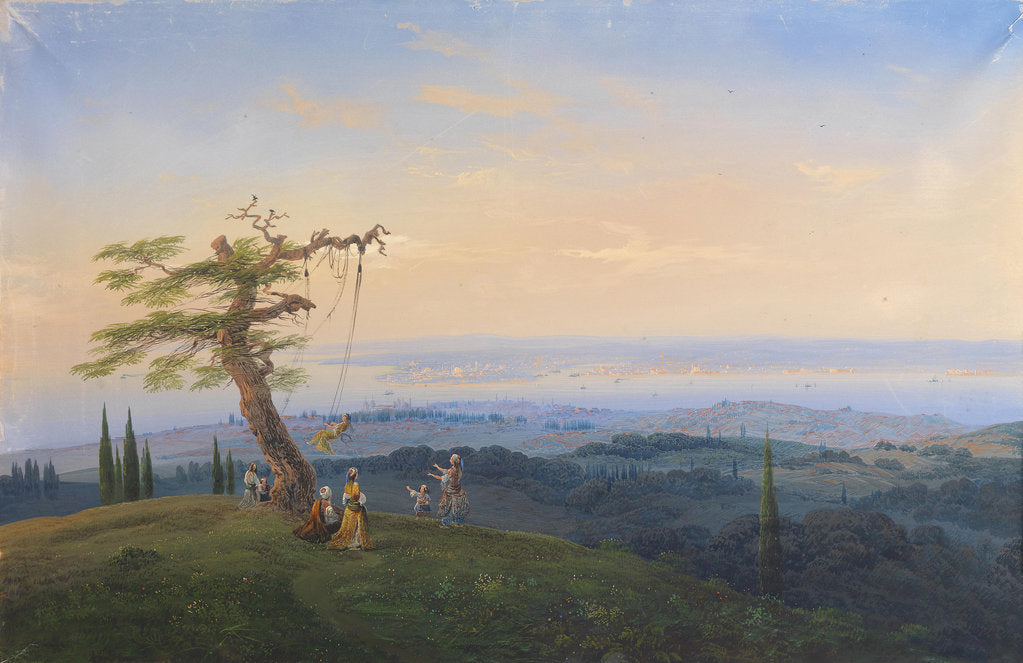Detail of Evening Amusements outside the Gates of Constantinople, 1841 by Carlo Bossoli
