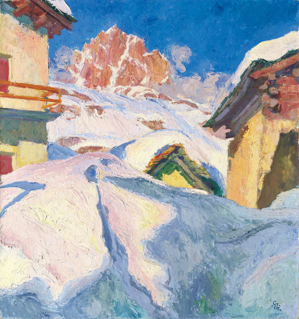 Detail of Capolago in Winter with a View of Piz Lagrev, 1928 by Giovanni Giacometti