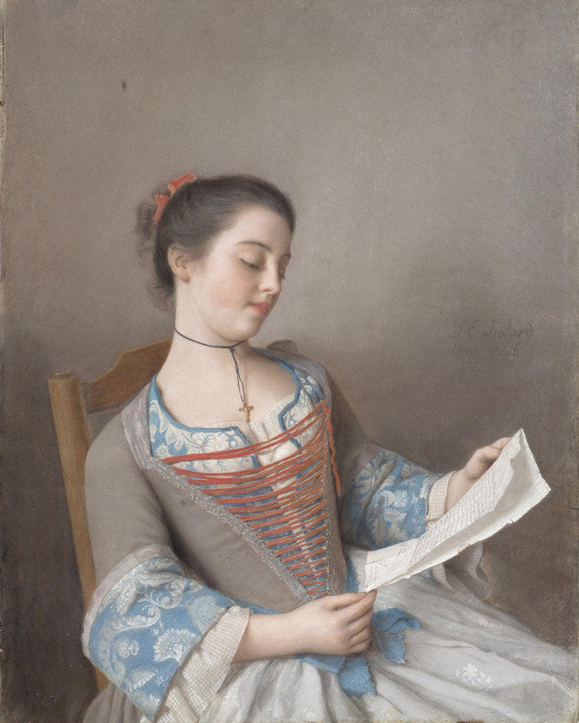 Detail of A girl reading (La liseuse), 1746 by Jean-Étienne Liotard