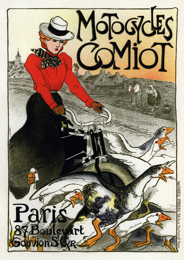 Detail of Motocycles Comiot (Advertising Poster) by Theophile Alexandre Steinlen