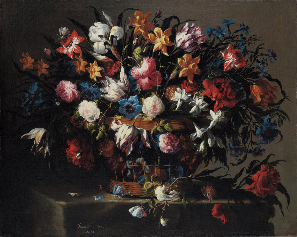 Detail of Small Basket of Flowers, 1671 by Juan de Arellano