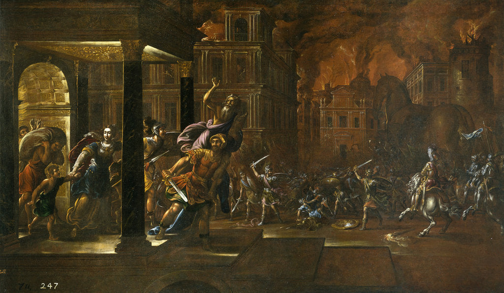 Detail of The Fire of Troy, Mid of 17th cen by Juan de la Corte