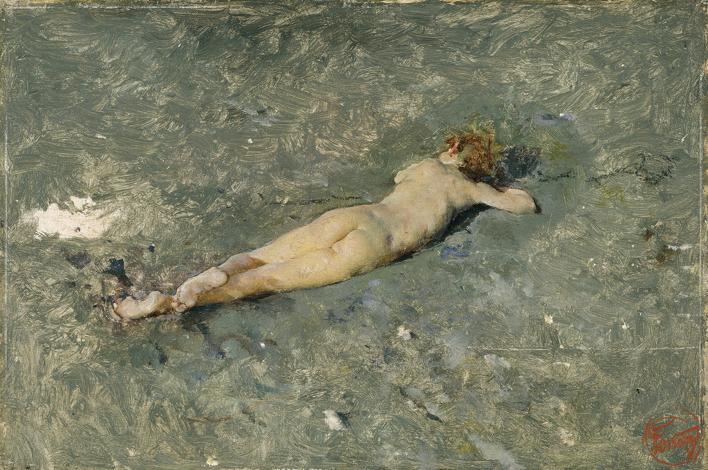 Detail of Nude on the Beach at Portici, 1874 by Marià Fortuny