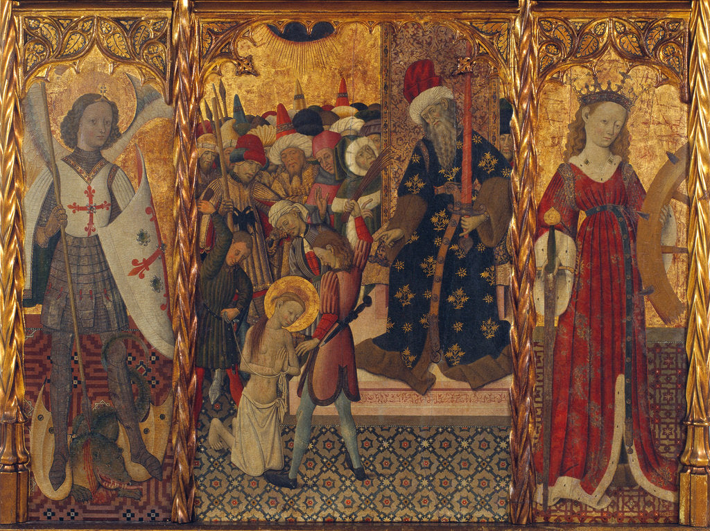 Saint Michael, Martyrdom of Saint Eulalia and Saint Catherine, ca 1442-1445 by Bernat Martorell the Elder