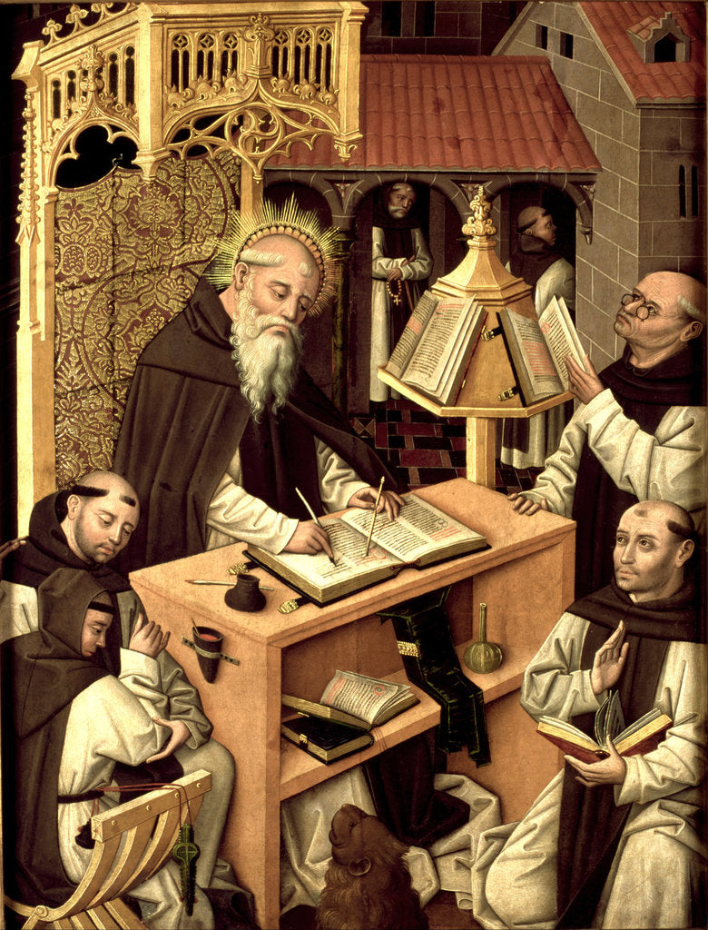 Detail of Saint Jerome in the scriptorium, ca 1485 by Master of Monasterio de Santa María del Parral