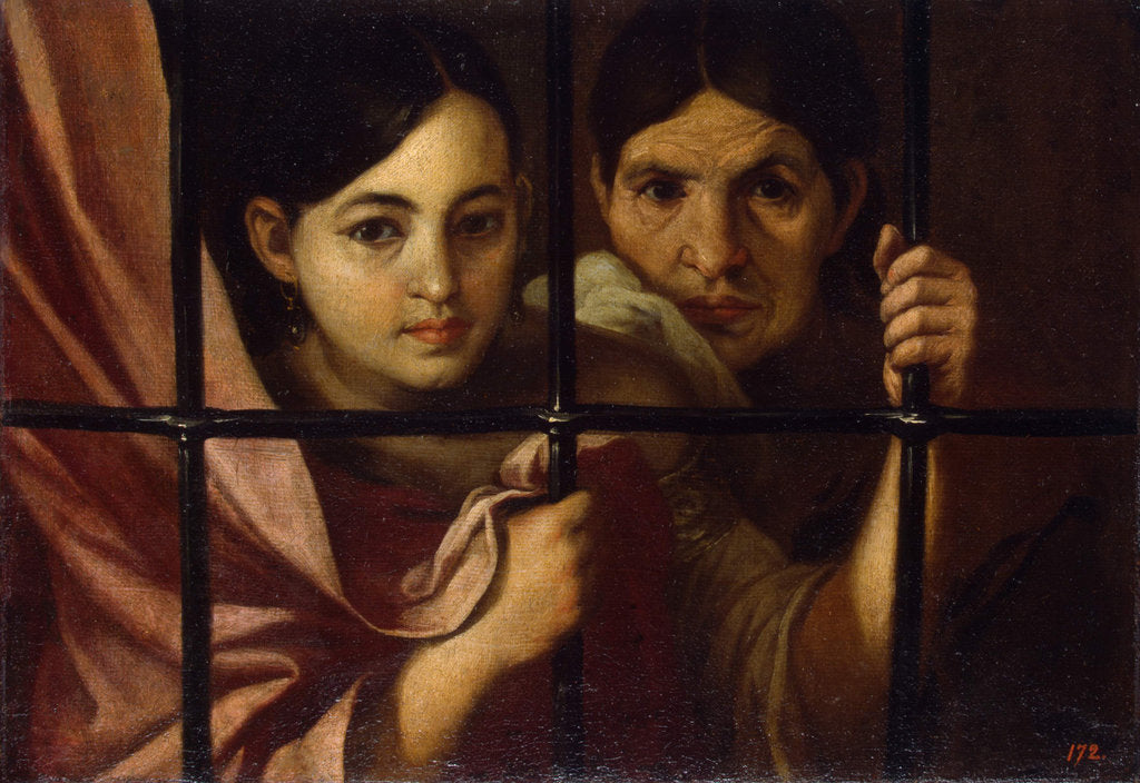 Detail of Two Women Behind a Grille, 1645 by Bartolomé Estebàn Murillo