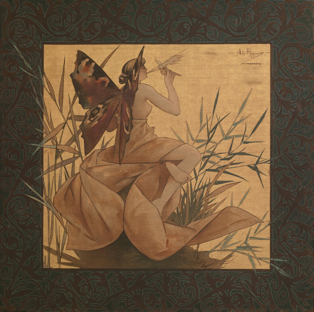 Detail of Composition with winged nymph among the reeds, 1887 by Alejandro de Riquer Inglada