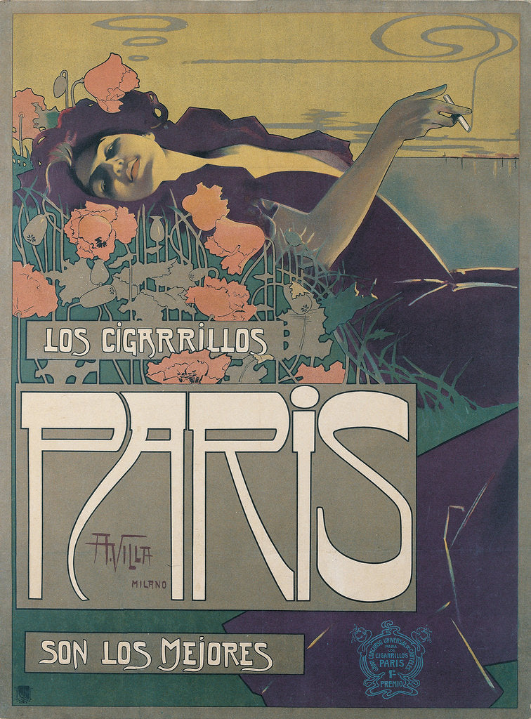 Detail of Los Cigarillos Paris, 1901 by Aleardo Villa