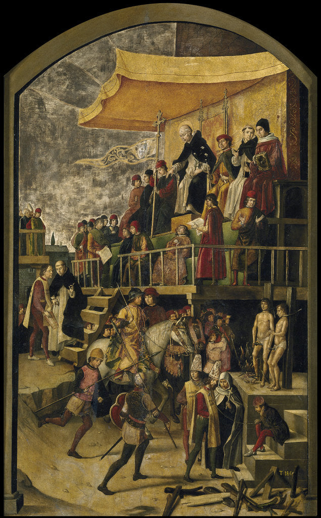 Detail of Saint Dominic Presides over an Auto da Fe, c. 1495 by Pedro Berruguete