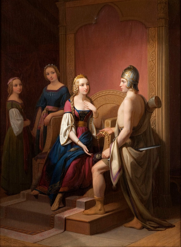 Detail of Heimdall returns the Brisingamen to Freya, 1846 by Nils Jakob Blommér