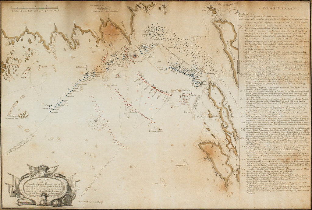 Detail of The Battle of Viborg Bay, 1790 (Map), 1790 by Jacob Gillberg