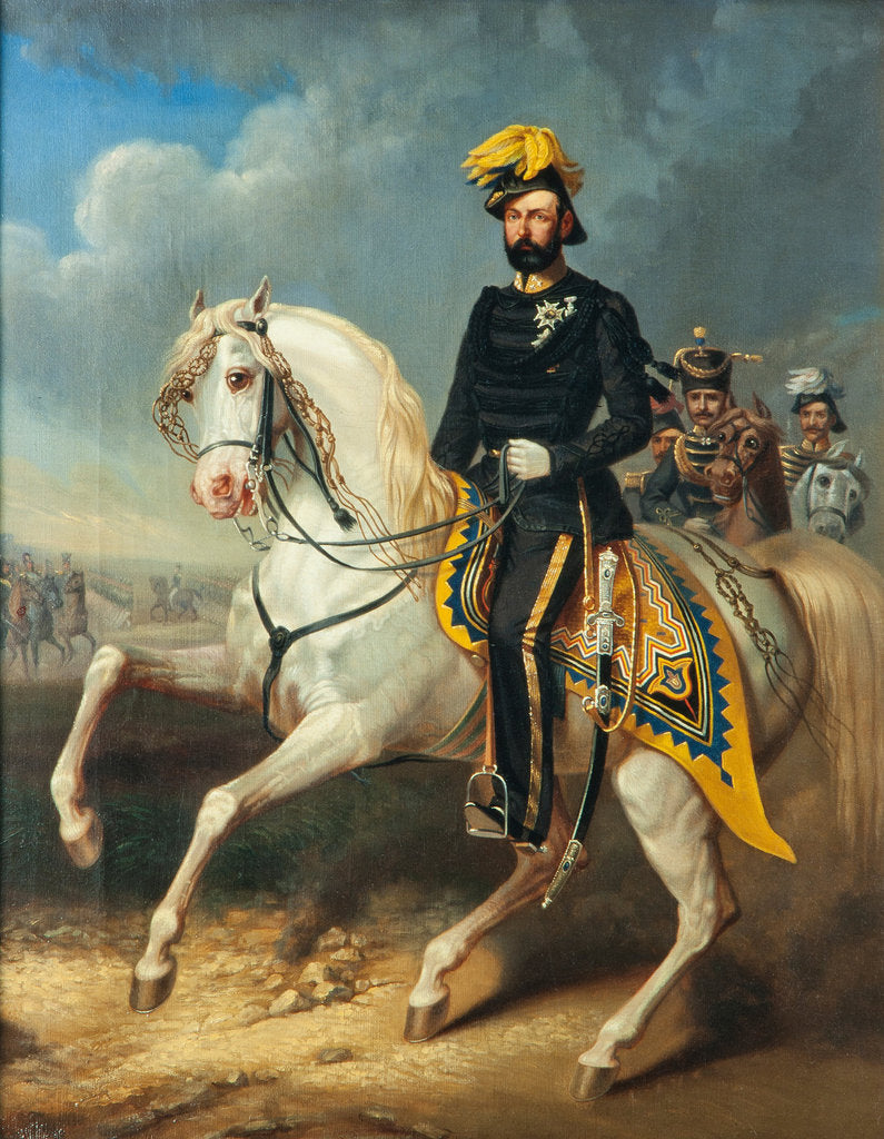 Detail of Portrait of the King Charles XV of Sweden, Mid of the 19th cen by Carl Fredrik Kiörboe