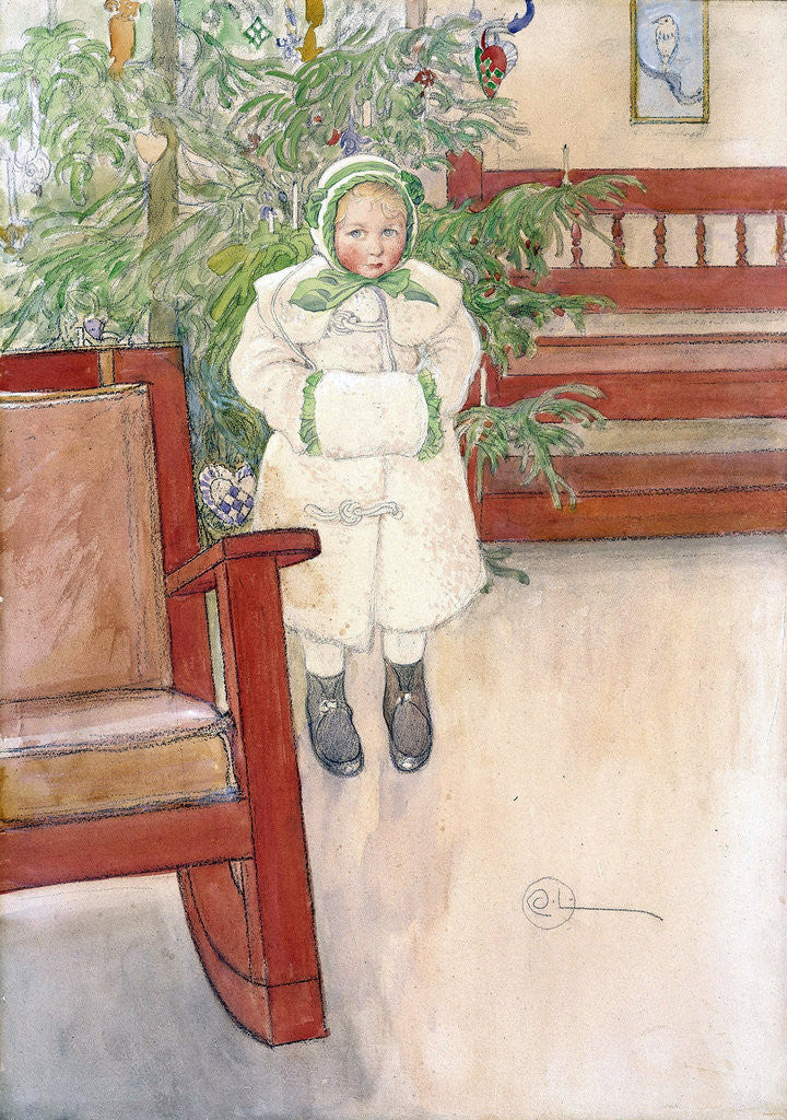 Detail of Girl and rocking chair by Carl Larsson