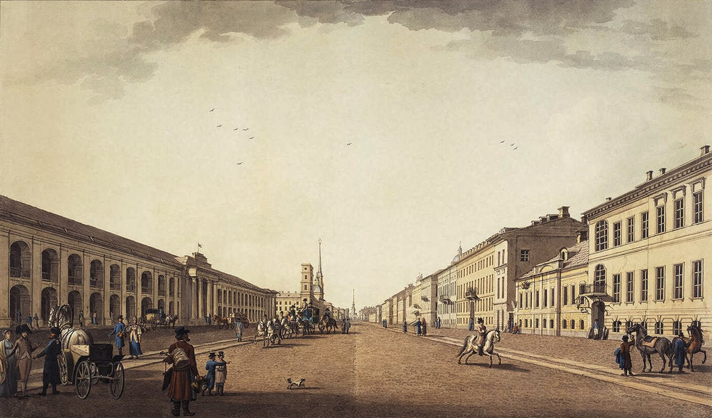 View of Nevsky Prospekt near the Gostiny Dvor in Saint Petersburg, 1799 by Benjamin Paterssen