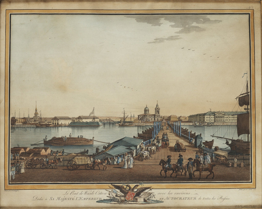 Detail of The Exchange Bridge at the Vasilievsky Island, 1799 by Benjamin Paterssen