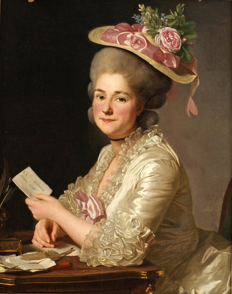Detail of Portrait of Marie Emilie Cuivilliers, née Boucher, 1779 by Alexander Roslin