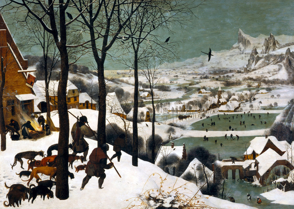 Detail of Hunters in the Snow (Winter) by Bruegel
