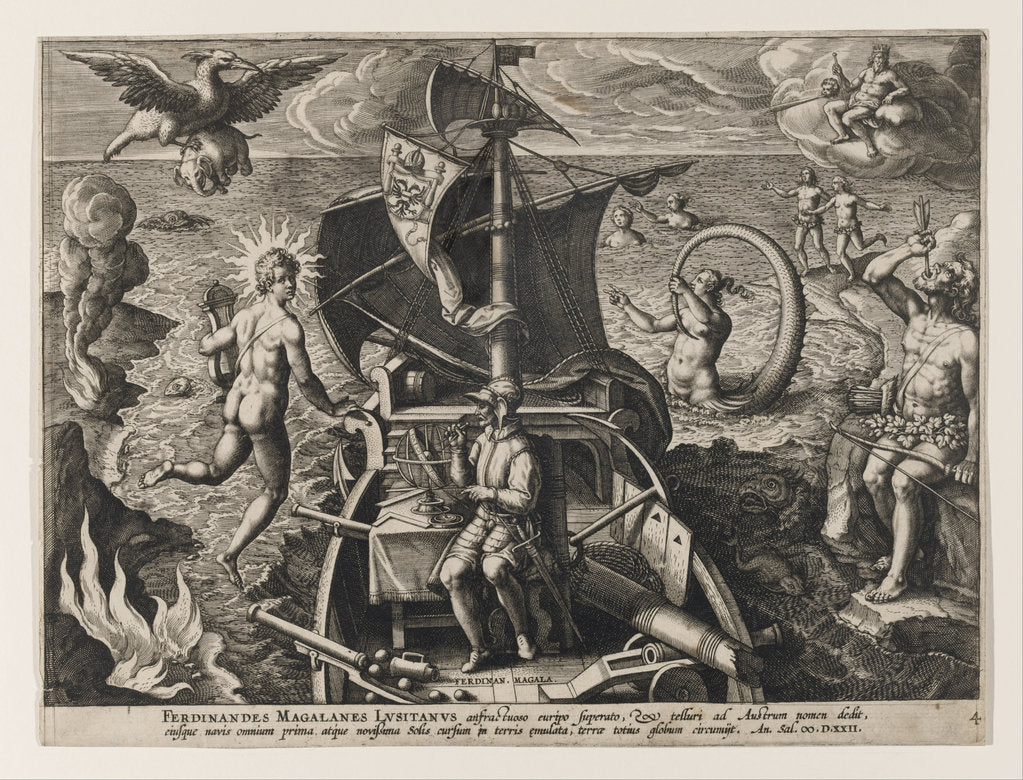 Detail of Ferdinandes Magallanes Lusitanus (Americae Retectio), 1591 by Philipp Galle