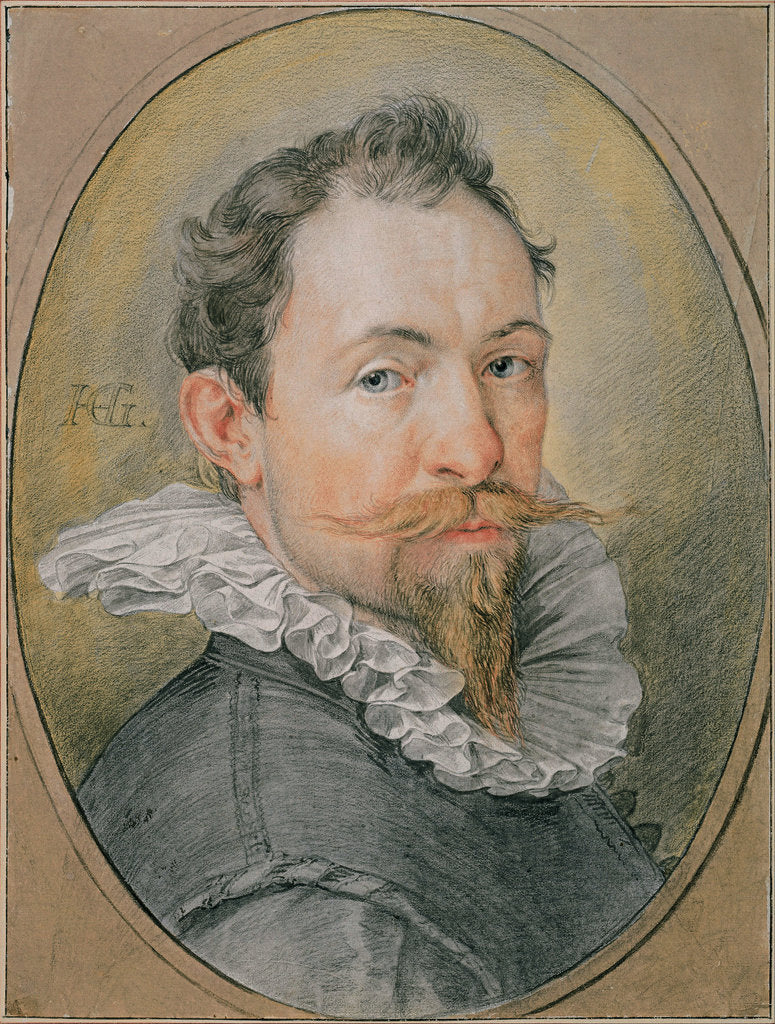 Detail of Self-portrait, ca 1594 by Hendrick Goltzius