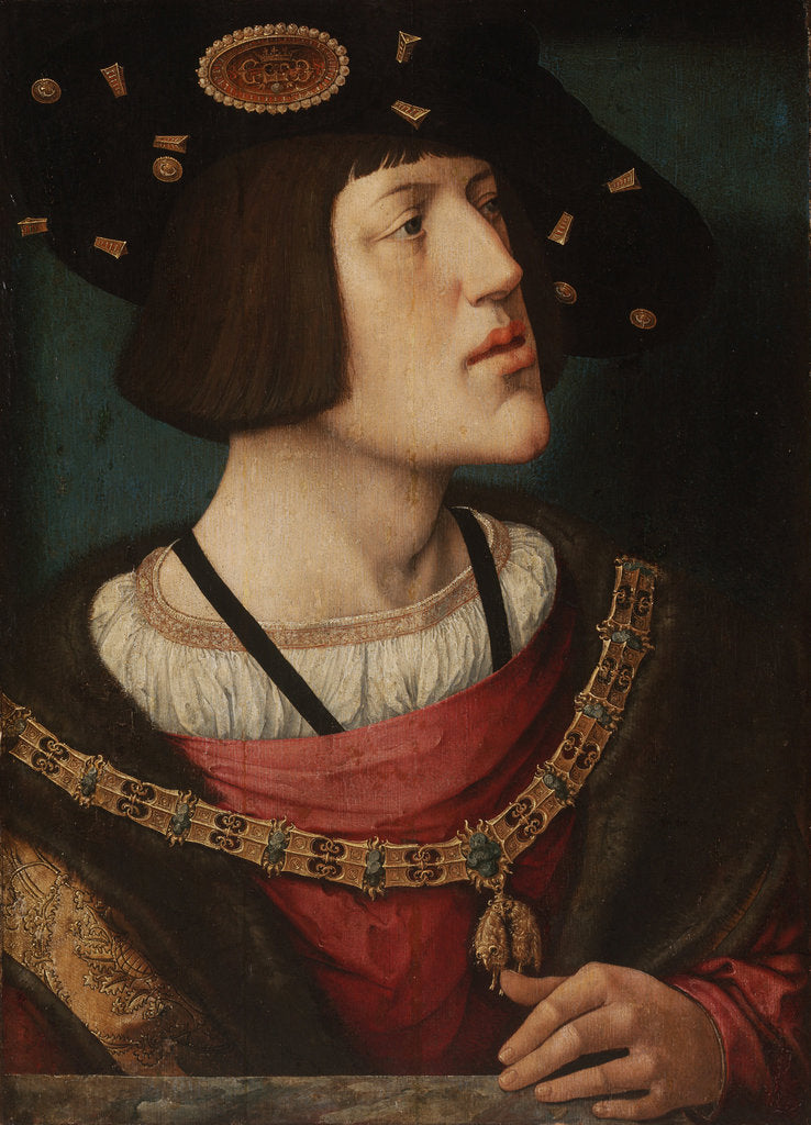 Detail of Portrait of Charles V of Spain, 1519 by Bernaert van Orley