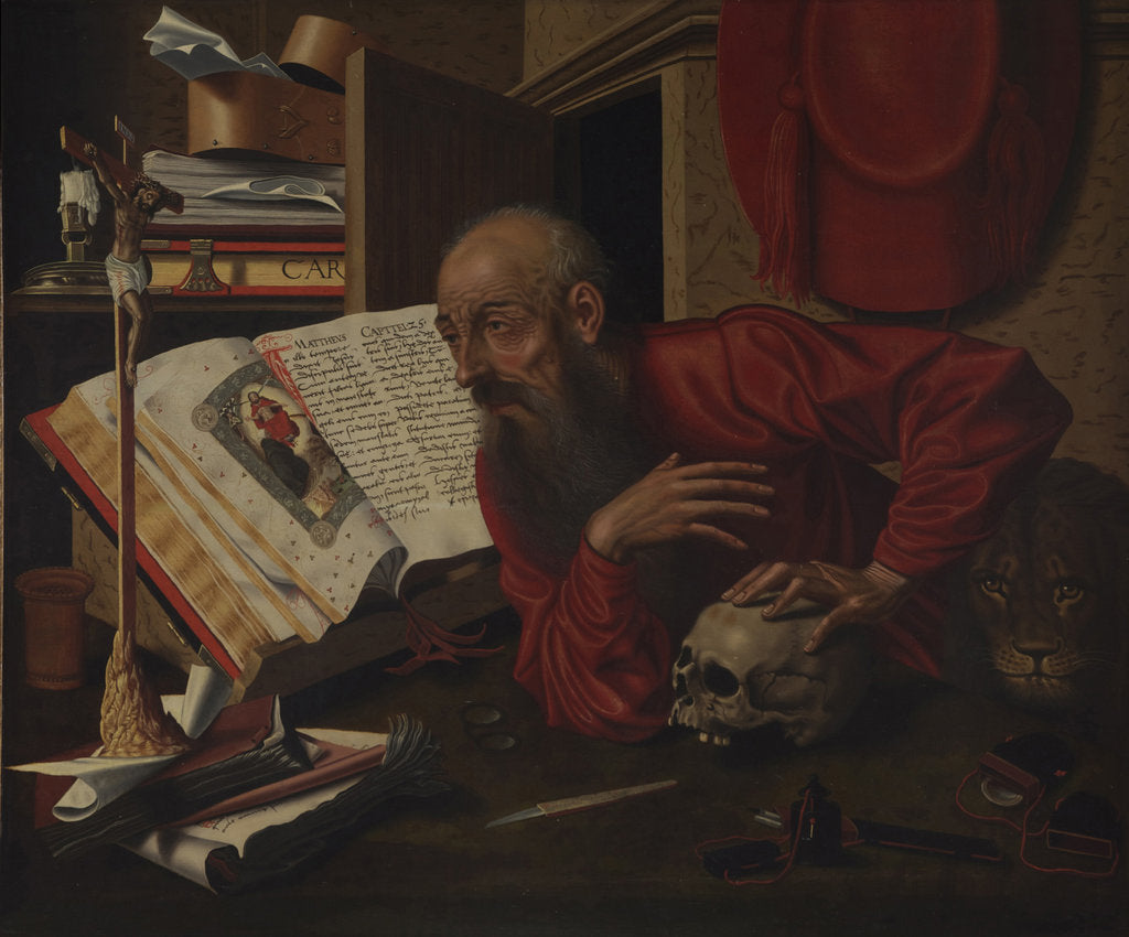 Detail of Saint Jerome in his Cell by Marinus Claesz van Reymerswaele