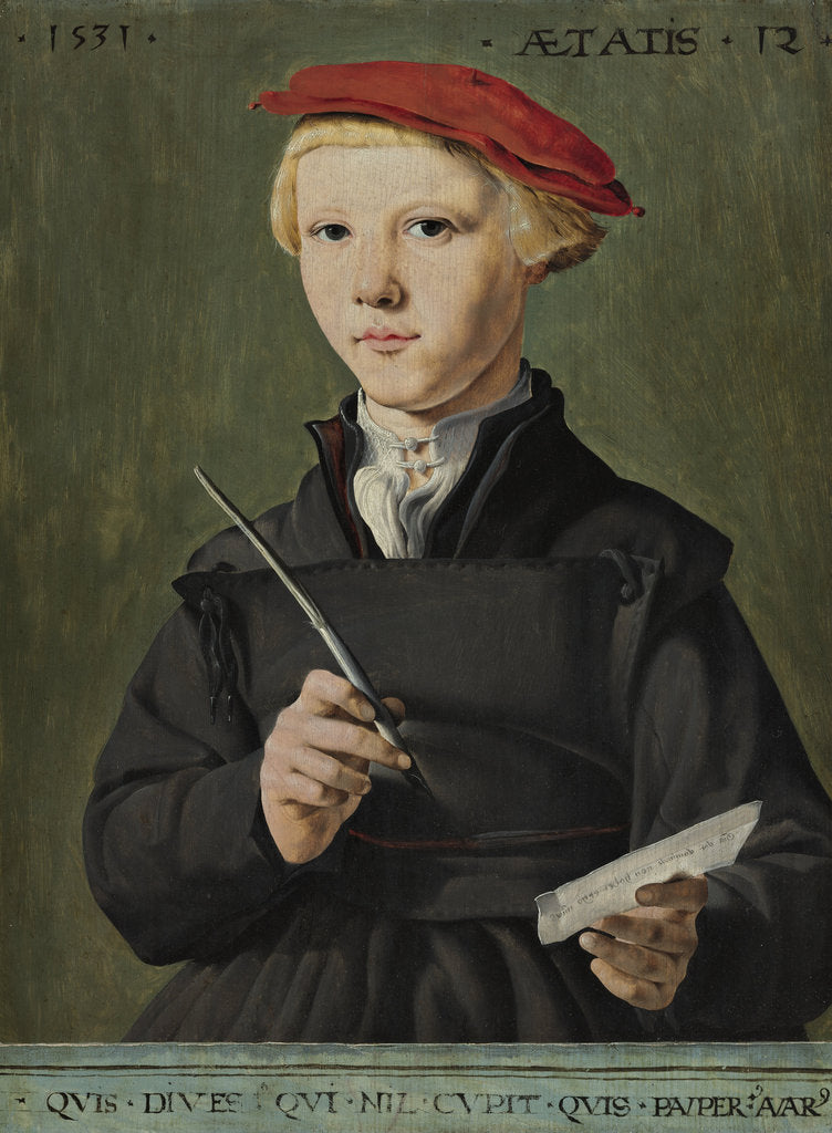 Detail of Portrait of a Young Scholar, 1531 by Jan Scorel van