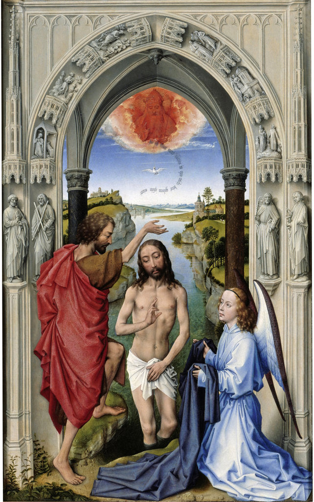Detail of The Baptism of Christ (The Altar of St. John, middle panel), ca 1455 by Rogier van der Weyden