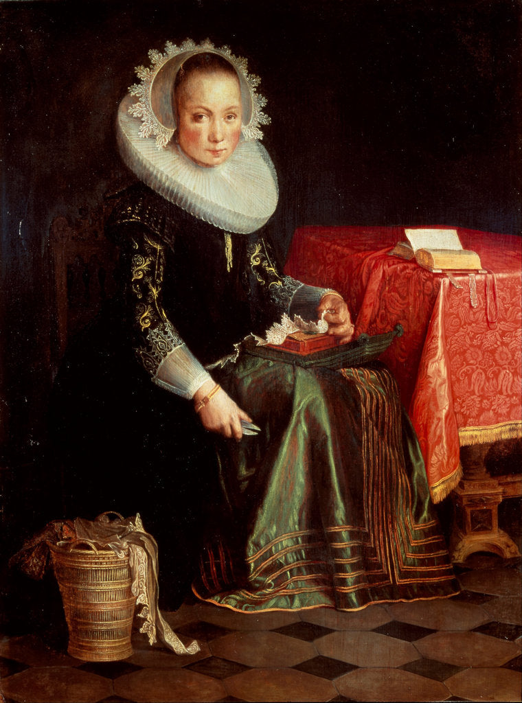 Detail of Portrait of Eva Wtewael, 1628 by Joachim Wtewael