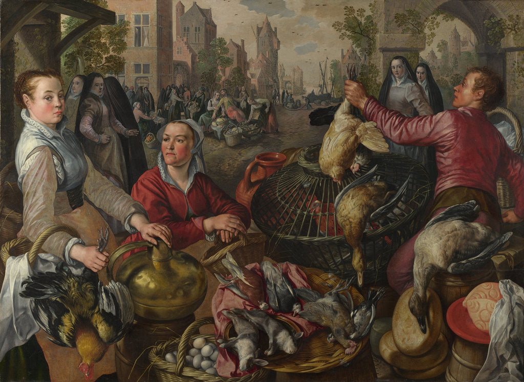 Detail of The Four Elements: Air. A Poultry Market with the Prodigal Son in the Background, 1569 by Joachim Beuckelaer