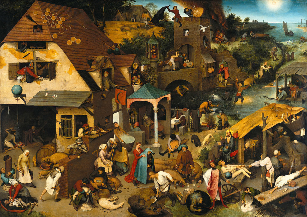 Detail of The Netherlandish Proverbs (The Blue Cloak or The Topsy Turvy World), 1559 by Pieter Bruegel the Elder