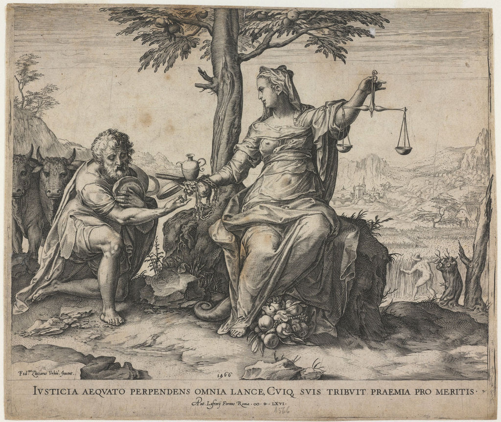 Detail of Justice Rewards Toil, 1566 by Cornelis Cort