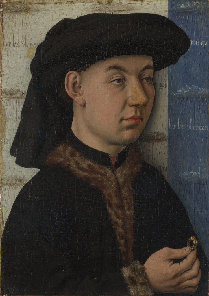 Detail of A Young Man holding a Ring, c. 1450 by Jan van Eyck