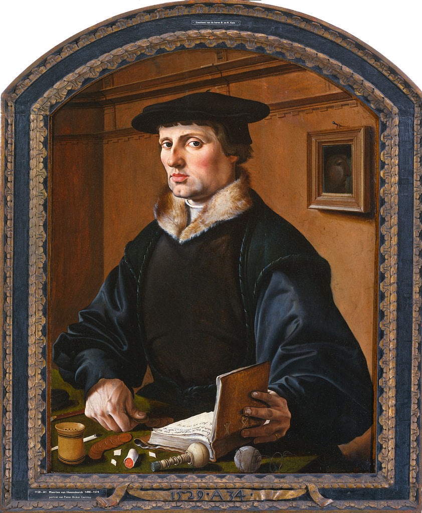 Detail of Portrait of a man, 1529 by Maarten Jacobsz van Heemskerck