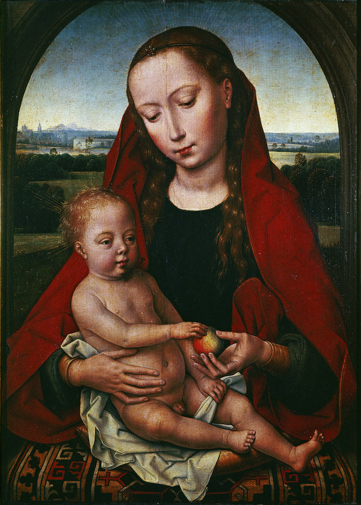 Detail of The Virgin and child, 1480-1490 by Hans Memling