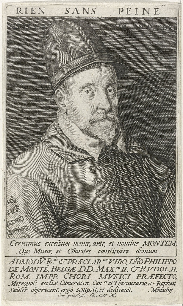 Detail of Portrait of the Composer Philippe de Monte, 1594 by Raphael Sadeler the Elder