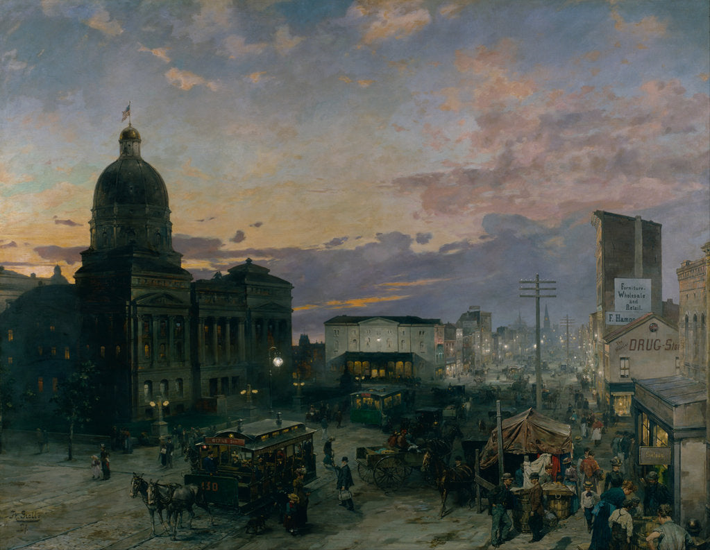 Detail of Washington Street, Indianapolis at Dusk, 1892-1895 by Theodor Groll