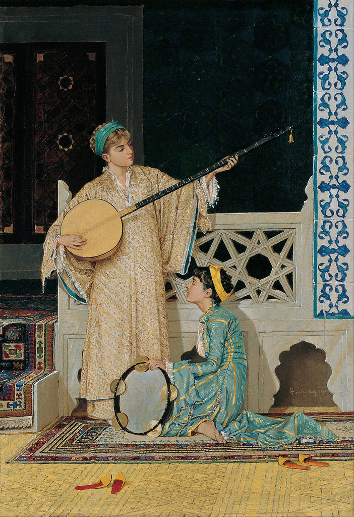 Detail of Two Musician Girls, Second Half of the 19th cen by Osman Hamdi Bey
