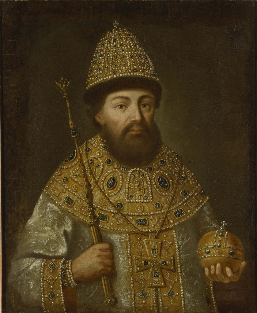 Detail of Portrait of the Tsar Alexis I Mikhailovich of Russia, ca 1675 by Anonymous