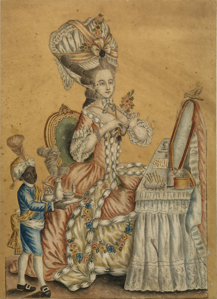 Detail of Lady at a Toilette with a black boy, 1770s by Anonymous