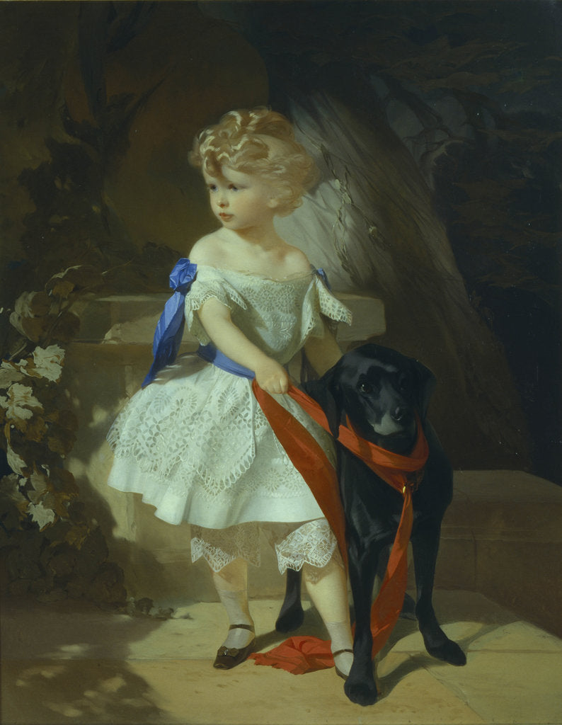 Detail of Girl with Dog, 1860s by Ivan Kosmich Makarov