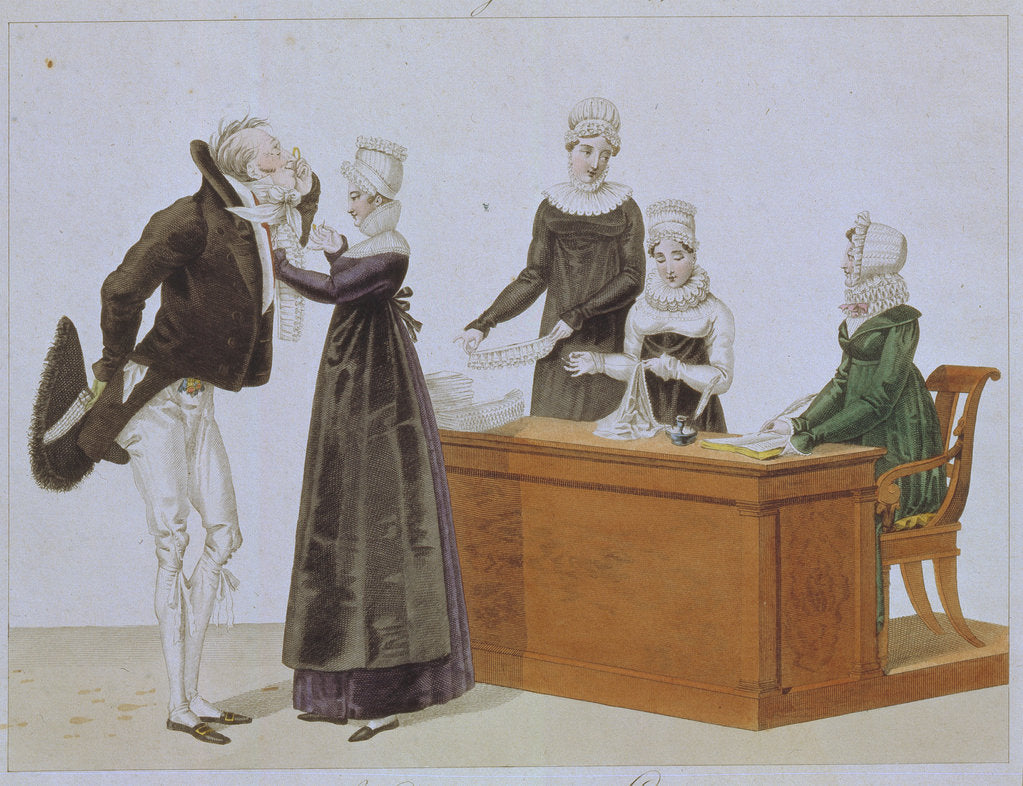 Detail of Trying on Jabot, c. 1815 by Anonymous