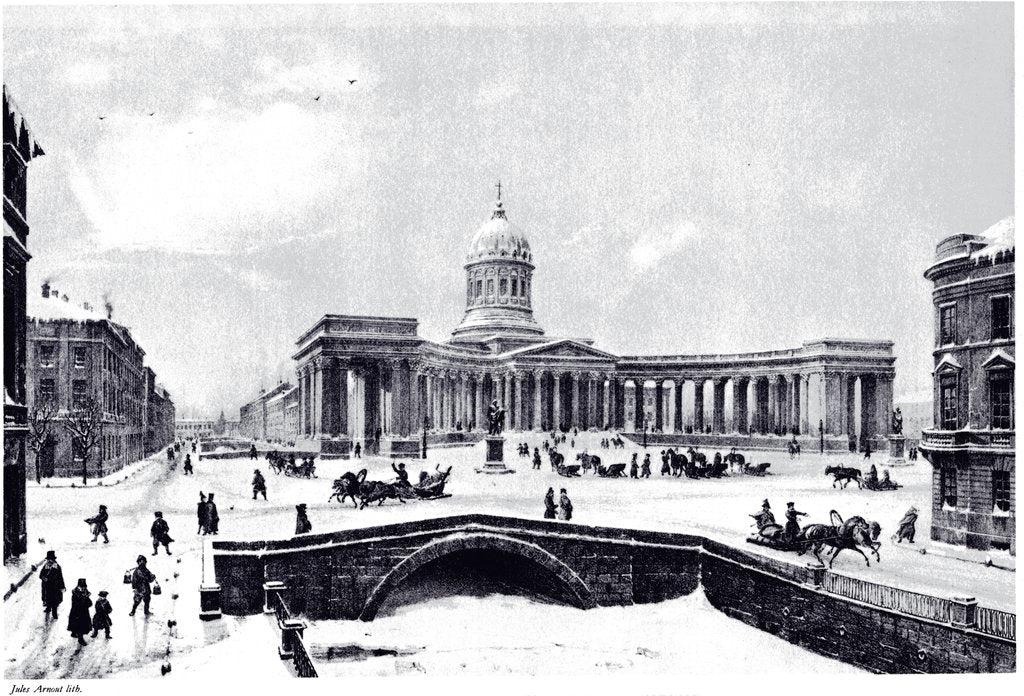 Detail of View of the Kazan Cathedral in Saint Petersburg, c. 1850 by Anonymous