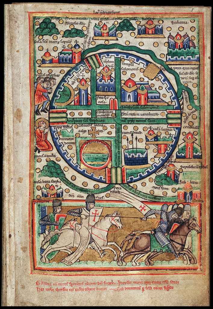Detail of Plan of Jerusalem. Psalter fragment by Anonymous
