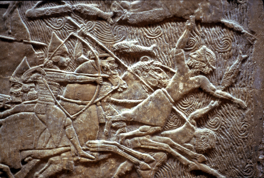 Detail of Ashurbanipal at the Battle of Til-Tuba, 650-620 BC by Assyrian Art