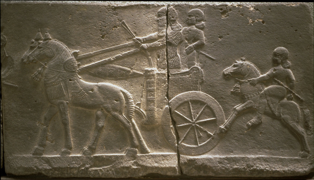 Detail of Chariot and cavalryman, 8th cen. BC by Assyrian Art