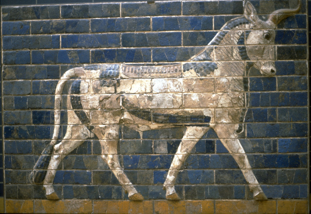 Detail of The Ishtar Gate, Babylon. Relief of bull, 6th century BC by Assyrian Art