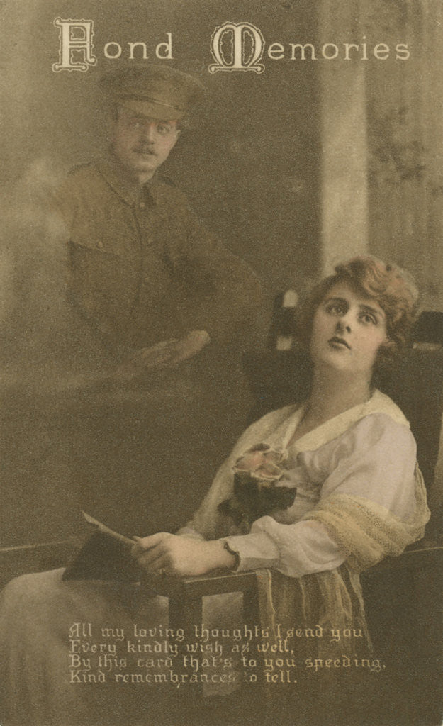 Detail of 'Fond Memories', romantic postcard sent from a soldier to his sweetheart by Anonymous