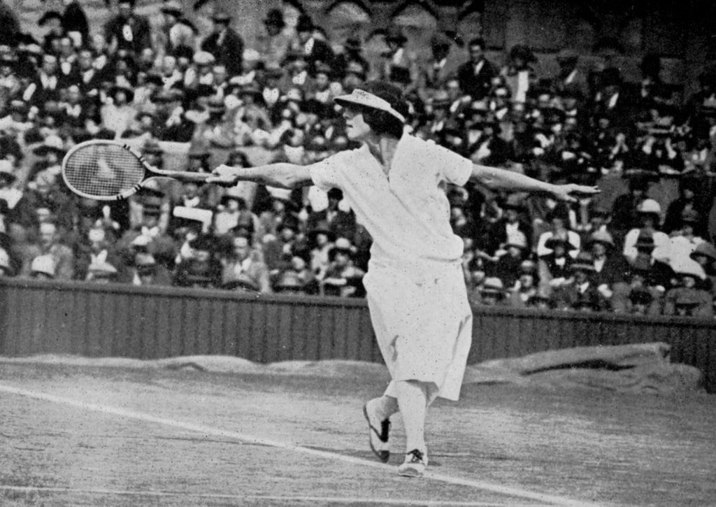 Detail of Helen Wills playing her first Wimbledon final against Kathleen McKane by Tropical Press