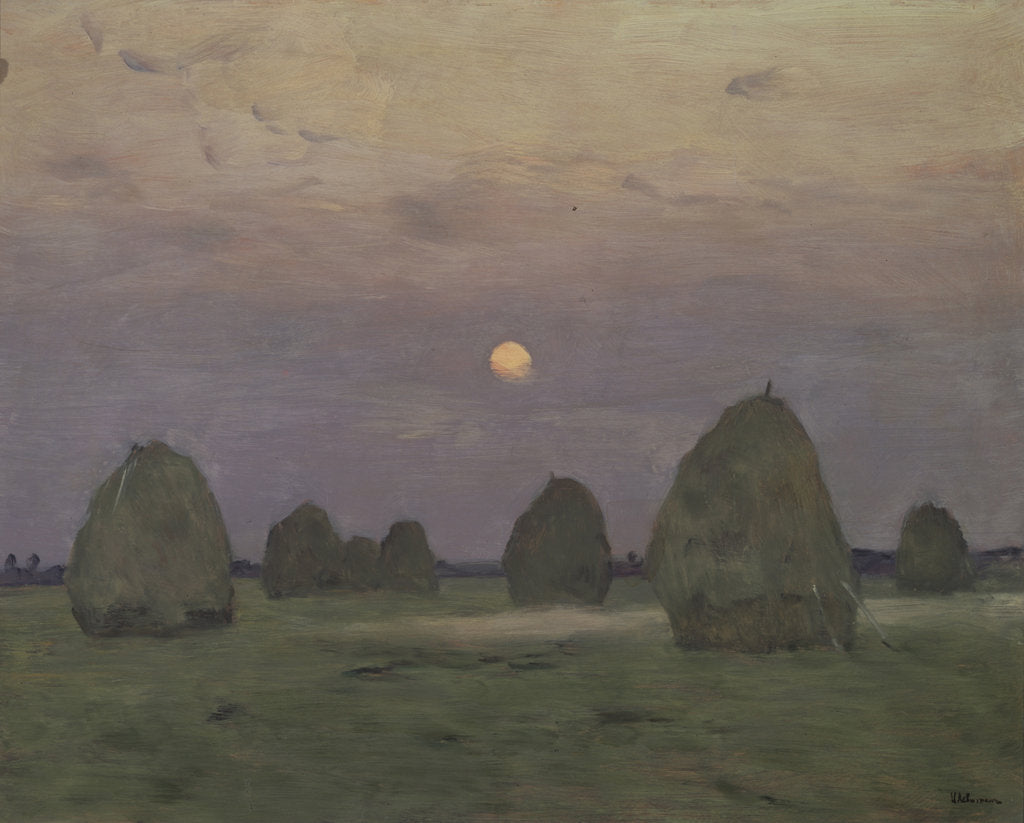 Detail of Twilight. The haystacks, 1899 by Isaak Ilyich Levitan